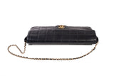 Authentic Chanel Black Lambskin Quilted Chocolate Bar Small Flap Shoulder Bag