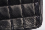 Authentic Chanel Black Lambskin Quilted Chocolate Bar Small Flap Shoulder Bag