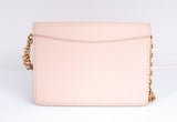 Authentic Burberry Henley Light Pink Grained Leather Wallet on Chain