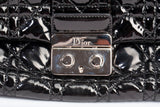 Authentic Christian Dior Patent Cannage New Lock Flap Black