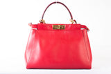Authentic Fendi Selleria Peekaboo Red Large Satchel Bag