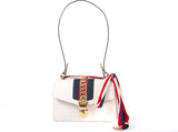 Authentic Gucci Calfskin Small Sylvie Off-White Shoulder Bag