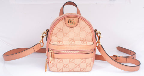 Authentic Gucci Pink GG Canvas Ophidia Mini Crossbody