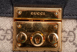 Authentic Gucci GG Supreme Black Leather Mini Padlock Top Handle Crossbody