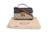 Authentic Gucci GG Supreme Black Leather Mini Padlock Top Handle Crossbody