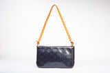 Authentic Louis Vuitton Indigo Vernis Monogram Mallory Vernis Square Bag