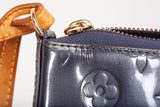 Authentic Louis Vuitton Indigo Vernis Monogram Mallory Vernis Square Bag