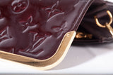 Authentic Louis Vuitton Burgundy Monogram Vernis Rossmore MM Clutch Bag
