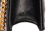 Authentic Saint Laurent Cassandre Envelope Chain Wallet in Grain de Poudre Black Leather Bag