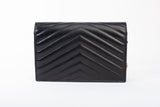 Authentic Saint Laurent Cassandre Envelope Chain Wallet in Grain de Poudre Black Leather Bag