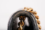 Authentic Saint Laurent Black Calfskin Crocodile Embossed Medium Classic Monogram Kate Tassel Satchel