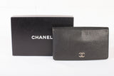 Authentic Vintage Chanel Black Caviar Leather Brilliant L Yen Wallet