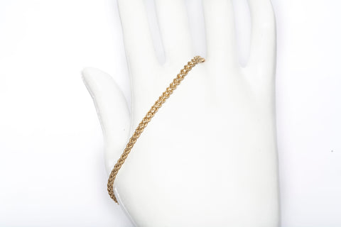 Ladies 14k Yellow Gold Braided Rope Style Bracelet Size 7"