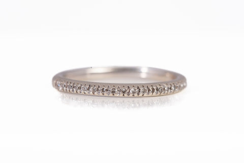 Ladies 14k White Gold Dainty Half Eternity Diamond Band