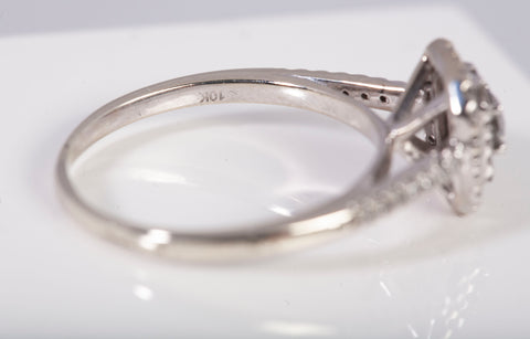 Ladies 10k White Gold Round .46TCW Halo Diamond Engagement Ring