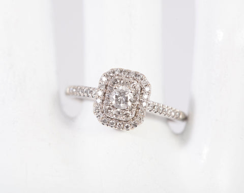 Ladies 10k White Gold Round .46TCW Halo Diamond Engagement Ring