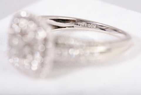10k White Gold Quad Princess-Cut Diamond Double Cushion Engagement Ring