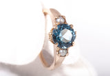 Ladies 10k Yellow Gold Blue Topaz & Tahitian Pearls Ring