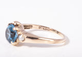 Ladies 10k Yellow Gold Blue Topaz & Tahitian Pearls Ring
