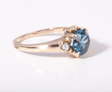 Ladies 10k Yellow Gold Blue Topaz & Tahitian Pearls Ring