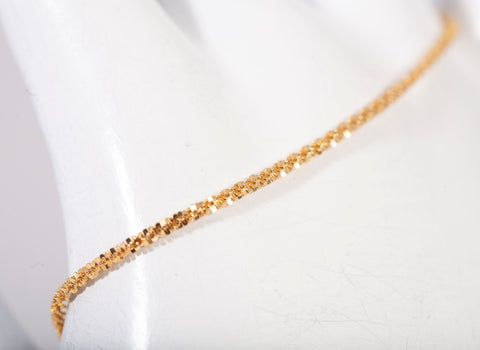 Ladies 14k Yellow Gold High Polished Diamond Cut Twist Ankle Bracelet