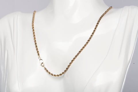 Unisex 14k Yellow Gold Rope Style Chain Size 20.5"