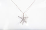Ladies 14k White Gold CZ Starfish Necklace 18"