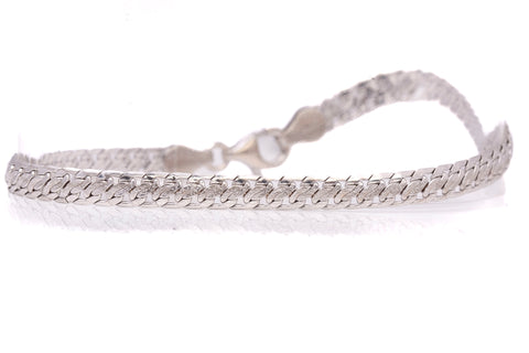 Unisex 14k White Gold Fancy Link Bracelet Size 7.25"