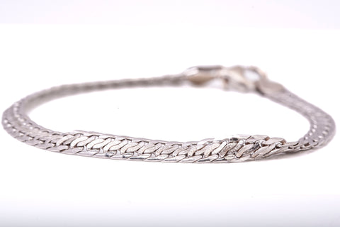 Unisex 14k White Gold Fancy Link Bracelet Size 7.25"