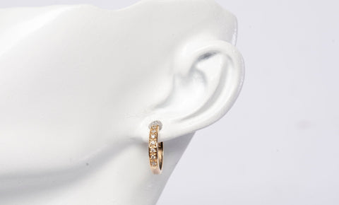 14k Yellow Gold & Diamond Small Huggie Hoops .080 CTW