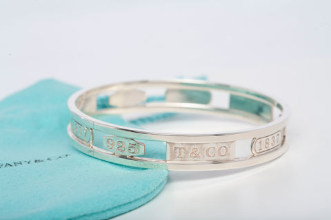 Tiffany & Co. Bracelet Sterling Silver 1837 Cuff 12 mm Wide