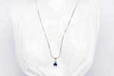 Stunning Blue Sapphire & Diamond Accent Necklace 18"