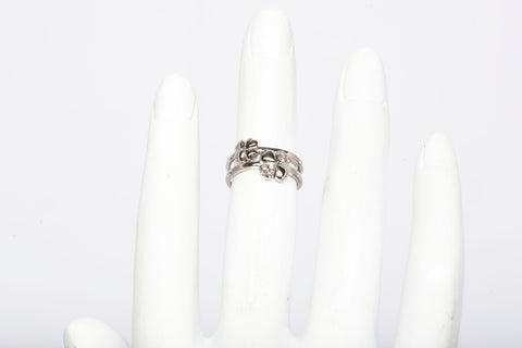 18K White Gold Diamond Clover Ring Size 2.5 0.6 TCW