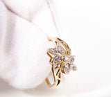 Vintage 18k Two-Tone Gold Floral Cluster Diamond Ring