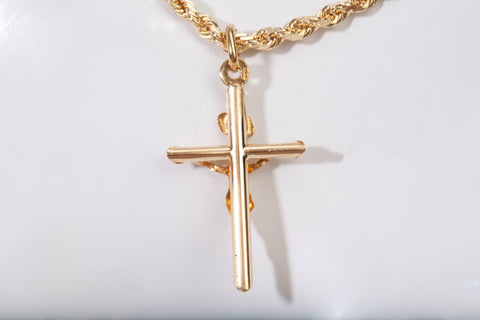 Unisex 18k Yellow Gold Cross Charm Pendant