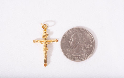 Unisex 18k Yellow Gold Cross Charm Pendant