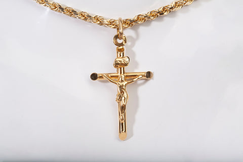 Unisex 18k Yellow Gold Cross Charm Pendant