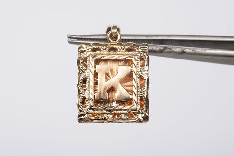 18k Yellow Gold Initial "K" Small Pendant