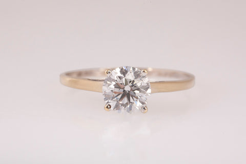 Ladies 18k Yellow Gold 1.01TCW Lab Grown Round Cut Diamond Engagement Ring