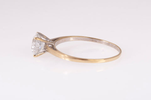 Ladies 18k Yellow Gold 1.01TCW Lab Grown Round Cut Diamond Engagement Ring