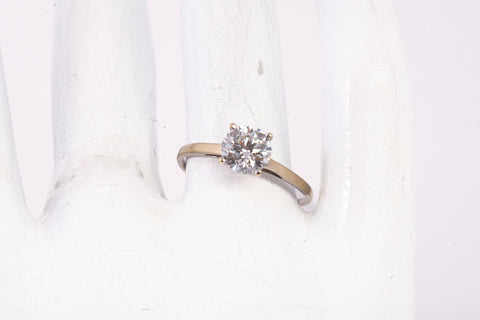 Ladies 18k Yellow Gold 1.01TCW Lab Grown Round Cut Diamond Engagement Ring