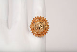 Ladies 21k Yellow Gold Adjustable Sunburst Medallion Ring
