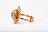 Ladies 21k Yellow Gold Adjustable Sunburst Medallion Ring