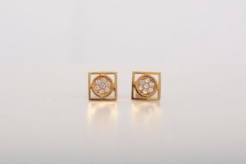 Unisex 21k Yellow Gold Square Stud Earrings