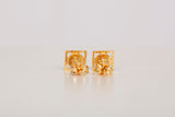 Unisex 21k Yellow Gold Square Stud Earrings