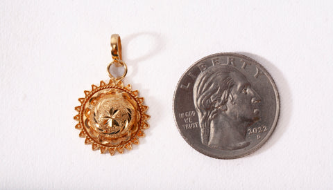 Ladies 21k Yellow Gold Sunburst Medallion Pendant