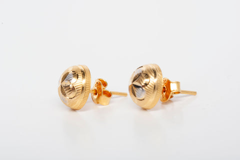 Ladies 22k Yellow Gold Ball Flower Stud Earrings