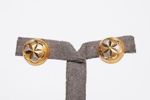 Ladies 22k Yellow Gold Ball Flower Stud Earrings