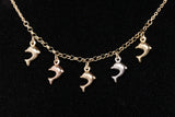 Ladies 10k Tri-Tone Dolphin Pendant 17'' Necklace