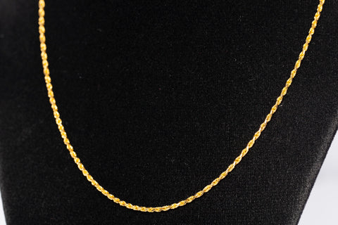 Unisex 22k Yellow Gold Rope Chain Size 18"